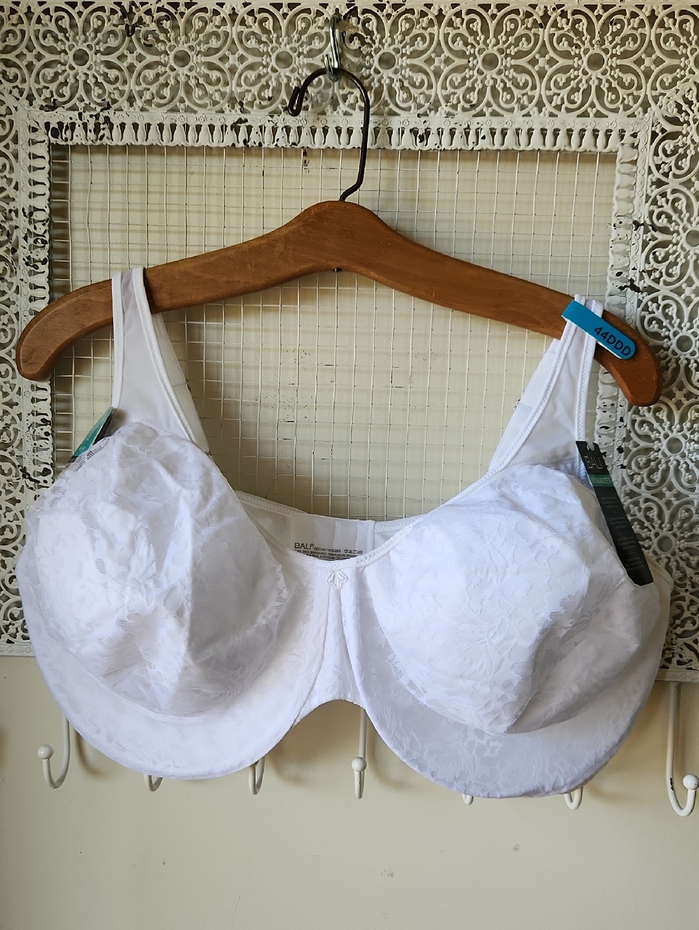 NWT Bali Women's White Lace Minimizer‎ Bra Underwire Bra 44DDD